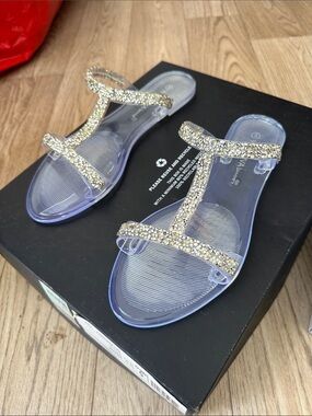 Clear Jelly Sandals - Gold